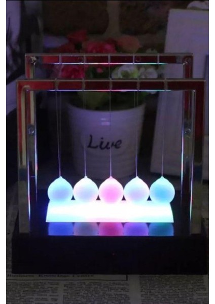 LED Işıklı Denge Topu Hediyelik Masaüstü Newton Denge Topu modelleri