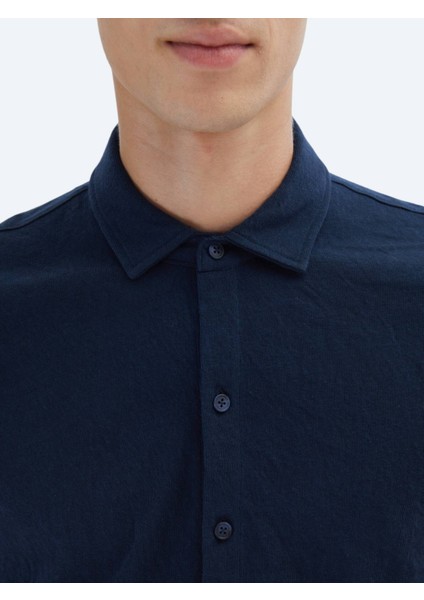 Lacivert Düz Regular Fit Casual Pamuk Karışımlı Gömlek indirimleri