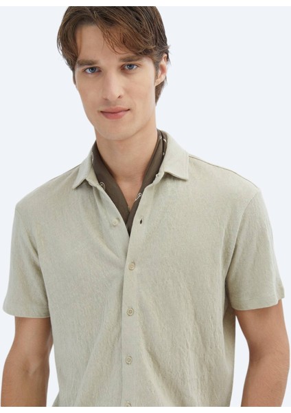 Bej Düz Regular Fit Casual Pamuk Karışımlı Gömlek fırsatları