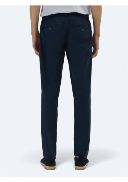 Lacivert Düz Dokuma Regular Fit Casual Pamuk Karışımlı Pantolon