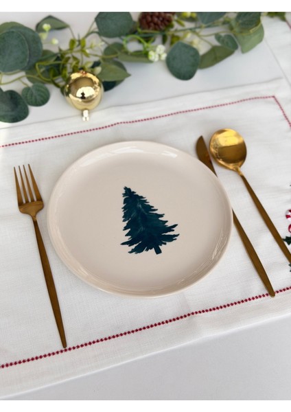 Yeni Yıl 21 cm Çam Ağacı Desenli Tabak fiyatları