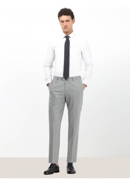 Beyaz Düz Slim Fit Dokuma Klasik Pamuk Karışımlı Gömlek