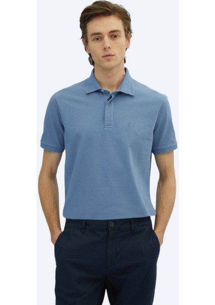 Havacı Mavi Düz Polo Yaka %100 Pamuk T-Shirt fiyatları