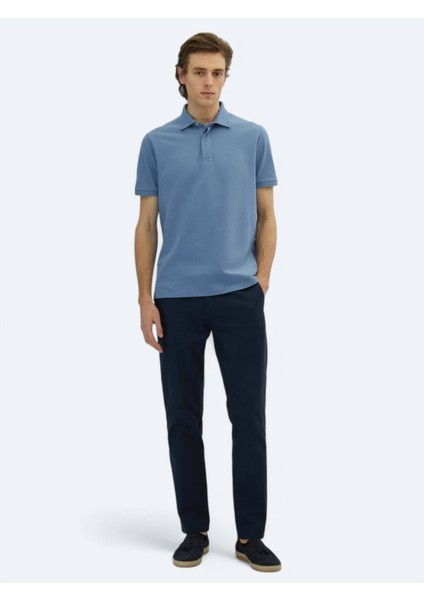 Havacı Mavi Düz Polo Yaka %100 Pamuk T-Shirt modelleri
