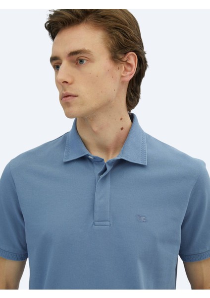 Havacı Mavi Düz Polo Yaka %100 Pamuk T-Shirt fırsatları