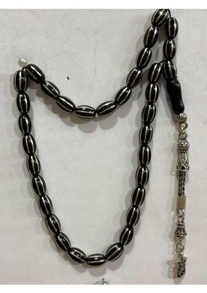 Oltu Gümüş Işlemeli Siya Tespih fiyatları