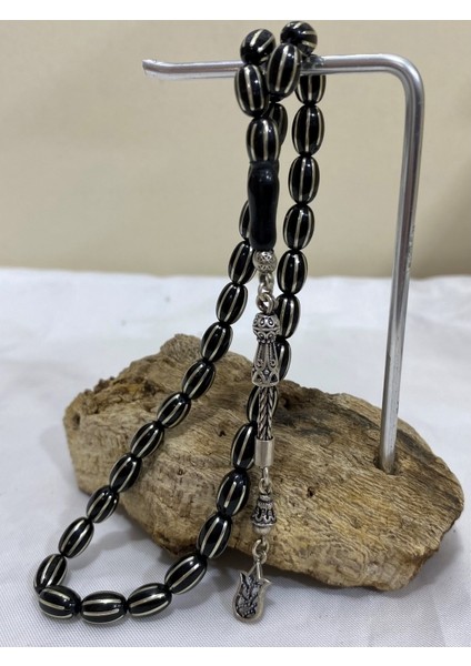 Oltu Gümüş Işlemeli Siya Tespih modelleri