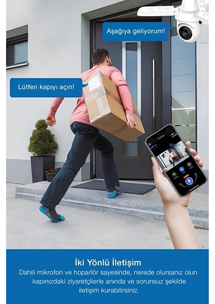 360° Projektör Ampul Güvenlik Kamerası | Wi-Fi | Gece Görüş | Hareket Takip | Çift Yönlü Ses modelleri