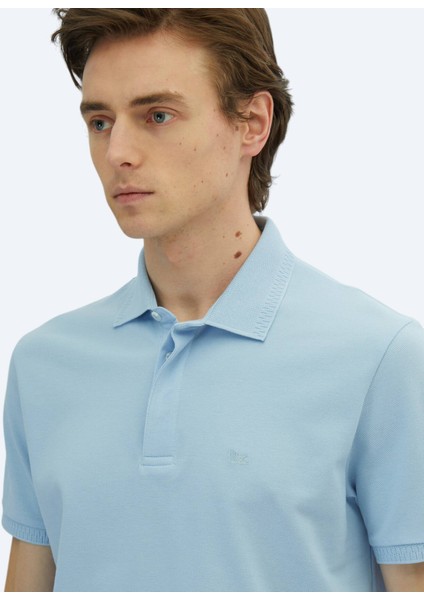 Mavi Düz Polo Yaka %100 Pamuk T-Shirt fırsatları