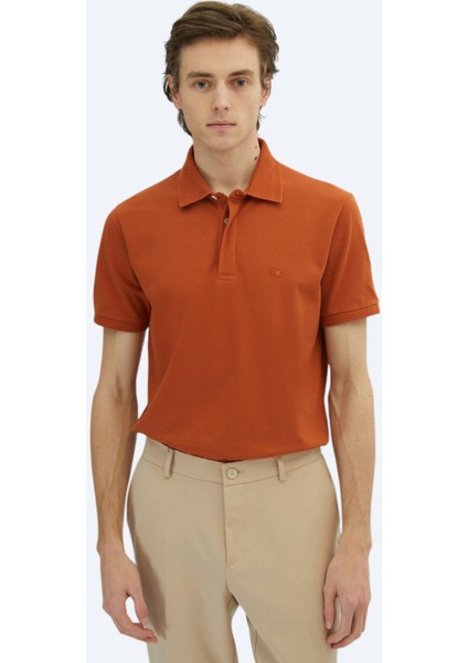 Kiremit Düz Polo Yaka %100 Pamuk T-Shirt fiyatları