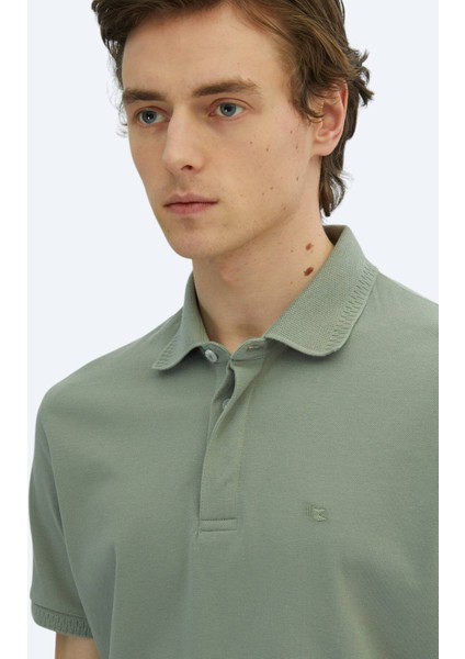 Haki Düz Polo Yaka %100 Pamuk T-Shirt fırsatları