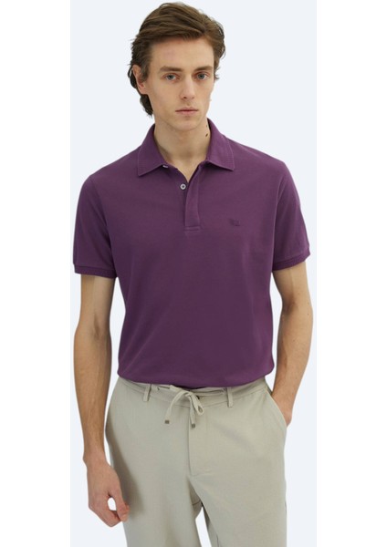Mor Düz Polo Yaka %100 Pamuk T-Shirt fiyatları