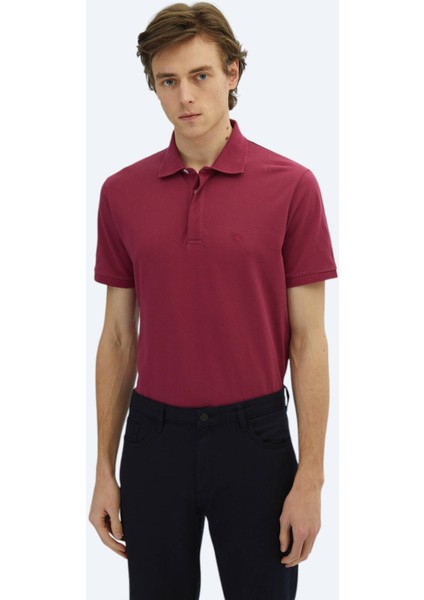 Mürdüm Düz Polo Yaka %100 Pamuk T-Shirt fiyatları