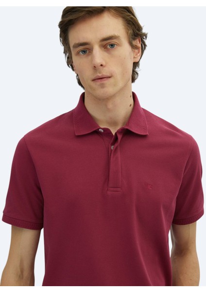 Mürdüm Düz Polo Yaka %100 Pamuk T-Shirt fırsatları