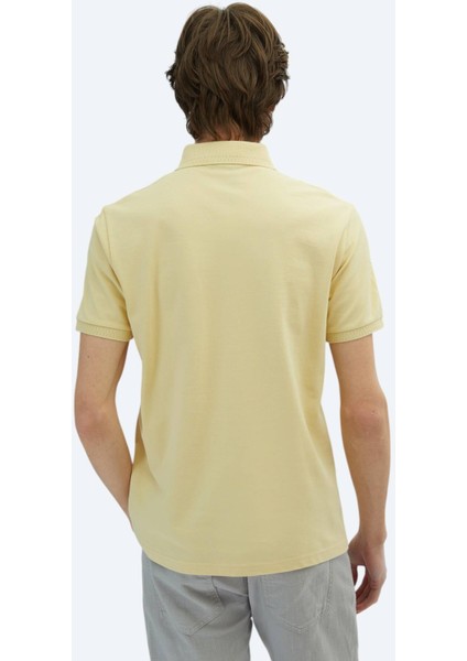 Sarı Düz Polo Yaka %100 Pamuk T-Shirt