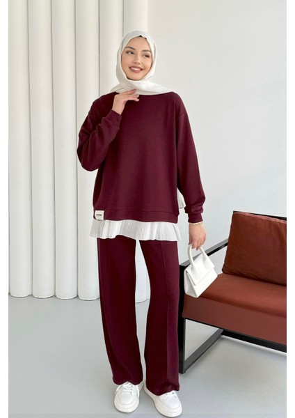 Altı Piliseli Pantolonlu Tesettür Takım