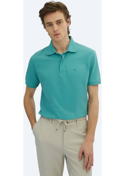 Nil Yeşili Düz Polo Yaka %100 Pamuk T-Shirt fiyatları