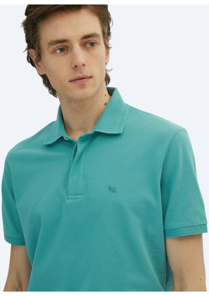 Nil Yeşili Düz Polo Yaka %100 Pamuk T-Shirt fırsatları