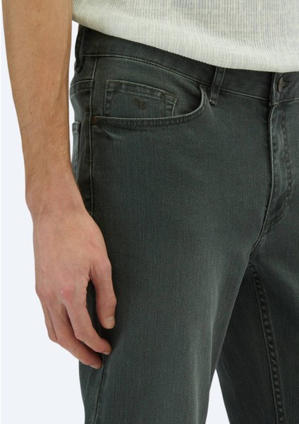 Koyu Yeşil Slim Fit Denim Pamuk Karışımlı Pantolon indirimleri