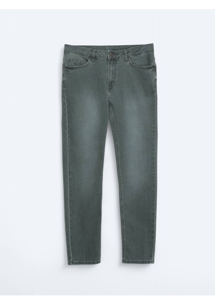 Koyu Yeşil Slim Fit Denim Pamuk Karışımlı Pantolon