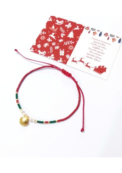 Pirinç Metal Istiridye Miyuki Inci ve Miyuki Boncuklu Yılbaşı Bileklik fiyatları