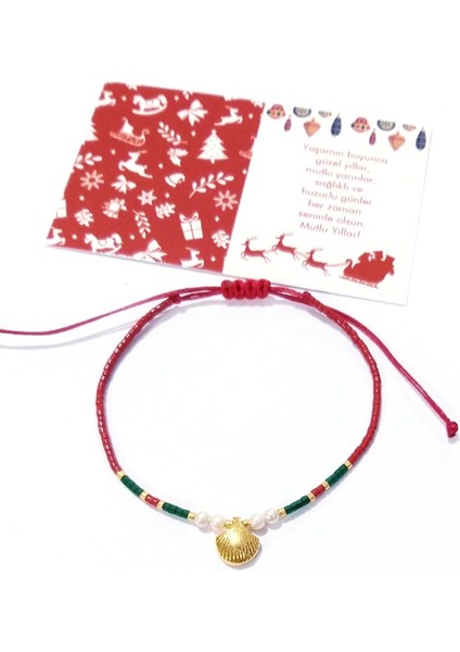 Pirinç Metal Istiridye Miyuki Inci ve Miyuki Boncuklu Yılbaşı Bileklik indirimleri