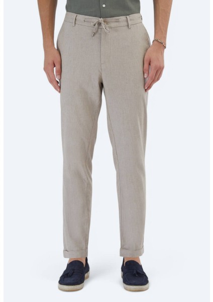 Haki Düz Dokuma Jogging Fit Casual Pamuk Karışımlı Pantolon