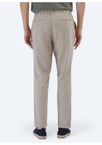 Haki Düz Dokuma Jogging Fit Casual Pamuk Karışımlı Pantolon