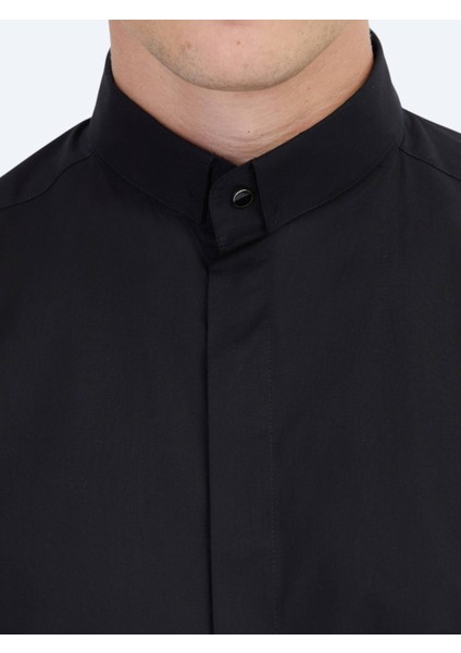 Siyah Regular Fit Dokuma Klasik %100 Pamuk Gömlek indirimleri