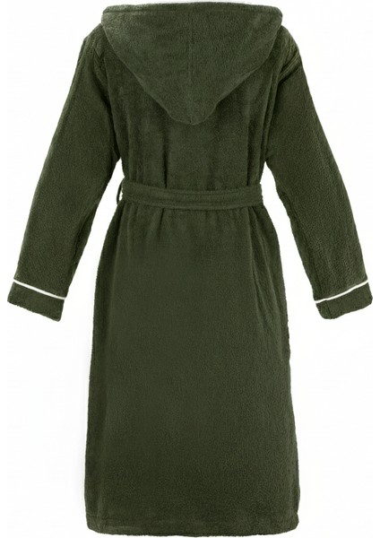 Unisex Koyu Yeşil %100 Pamuk Bornoz Yüksek Kalite | Kapüşonlu-Biyeli-Cepli-Yeşil indirimleri