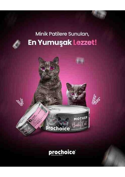 Pro Choice Mousse Anne ve Bebek Kediler Için Tavuklu Yavru Kedi Konservesi 80 Gr- 6 Lı Paket
