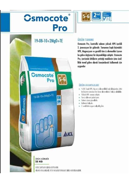 Osmocote Pro 19-8-10 Bitki Gübresi 5-6 Aylık (5kg)