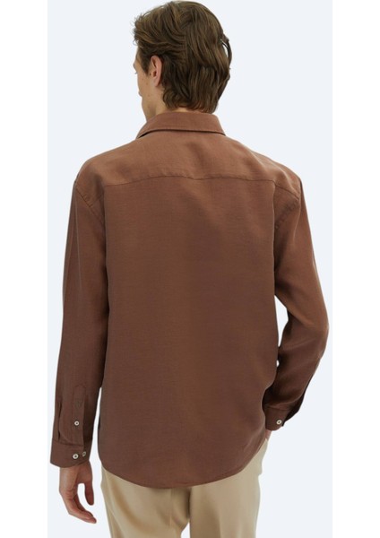 Kahverengi Düz Oversize Fit Dokuma Casual Gömlek indirimleri