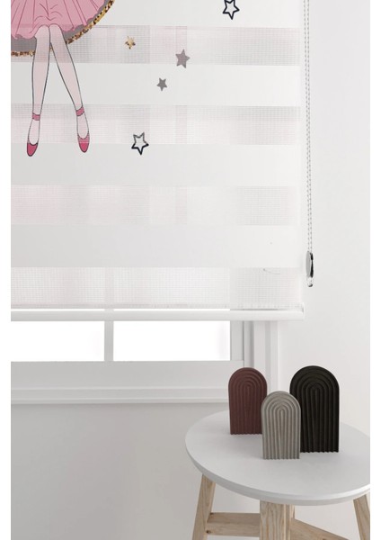 Zebra Perde Sevimli Ay Yıldız Prenses Desenli Çocuk Odası Zebra Perde modelleri