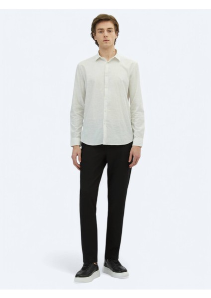 Haki Çizgili Regular Fit Dokuma Casual %100 Pamuk Gömlek modelleri