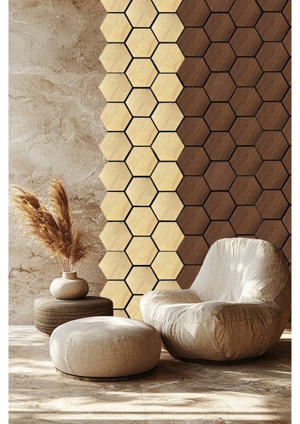 Mdf Ahşap Akustik Duvar ve Tavan Paneli Petek 60X67 cm - Meşe