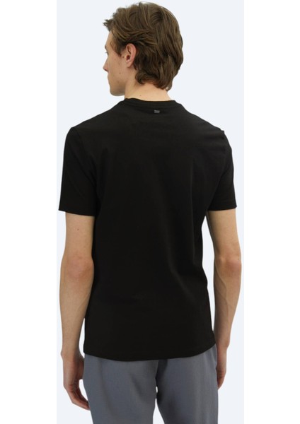 Siyah Baskılı Bisiklet Yaka %100 Pamuk T-Shirt indirimleri