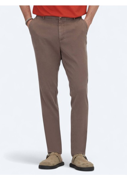 Kahverengi Dokuma Jogging Fit Casual Pamuk Karışımlı Pantolon