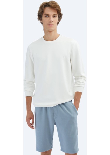 Ekru Bisiklet Yaka Sweatshırt