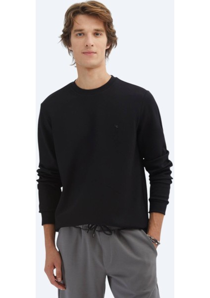 Siyah Bisiklet Yaka Sweatshırt