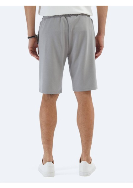 Gri Düz Örme Jogging Fit Spor Bermuda