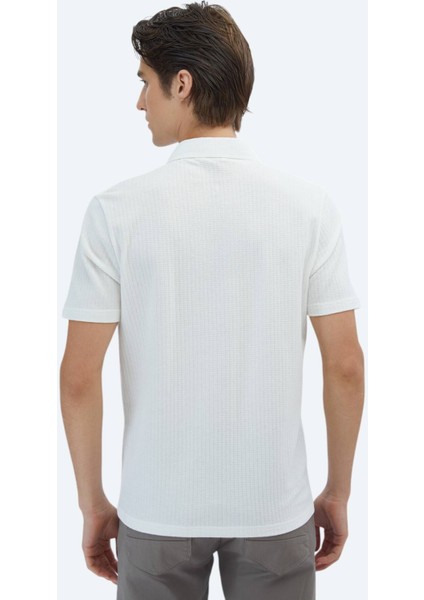 Beyaz Desenli Regular Fit Casual %100 Pamuk Gömlek