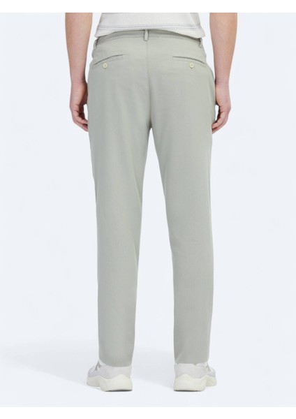 Açık Haki Dokuma Jogging Fit Casual Pamuk Karışımlı Pantolon