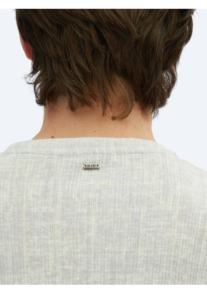 Lila Baskılı Bisiklet Yaka Pamuk Karışımlı T-Shirt