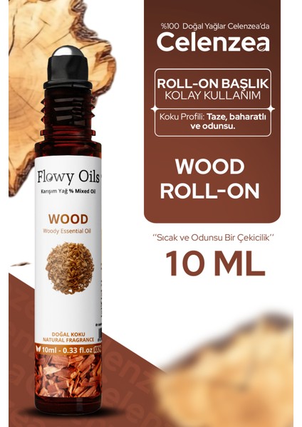 Wood Doğal Karışım Esansiyel Yağ Uçucu Yağ Karışımı Etkili Koku, Esans Doğal Roll On 10 ml
