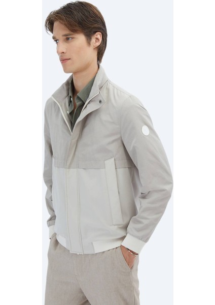 Bej Regular Fit Gizli Kapüşon Casual Dokuma Mont