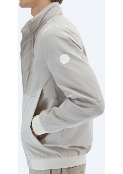 Bej Regular Fit Gizli Kapüşon Casual Dokuma Mont