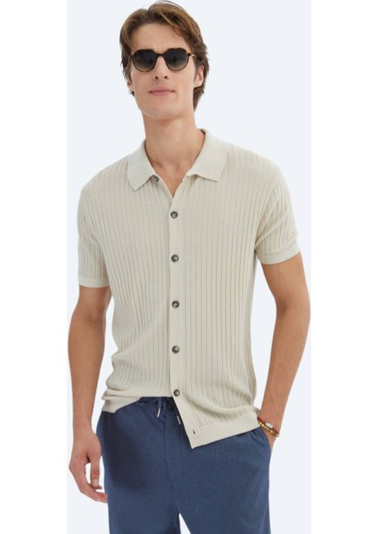 Açık Bej Desenli Triko