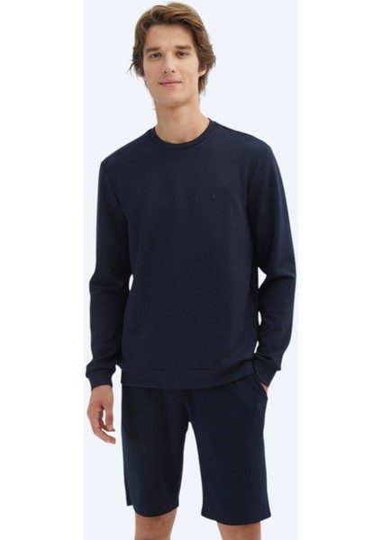 Lacivert Bisiklet Yaka Sweatshırt