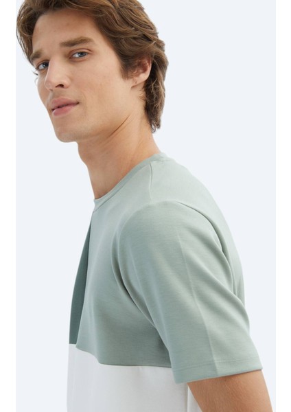 Yeşil Düz Bisiklet Yaka T-Shirt